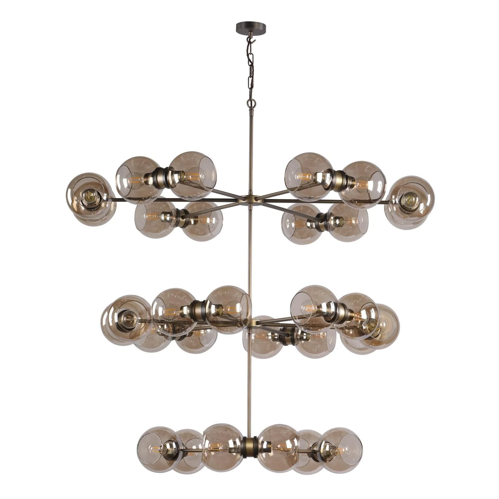 Juno 30 Lt Ceiling Light - Antique Brass and Smoked Glass - Image 3