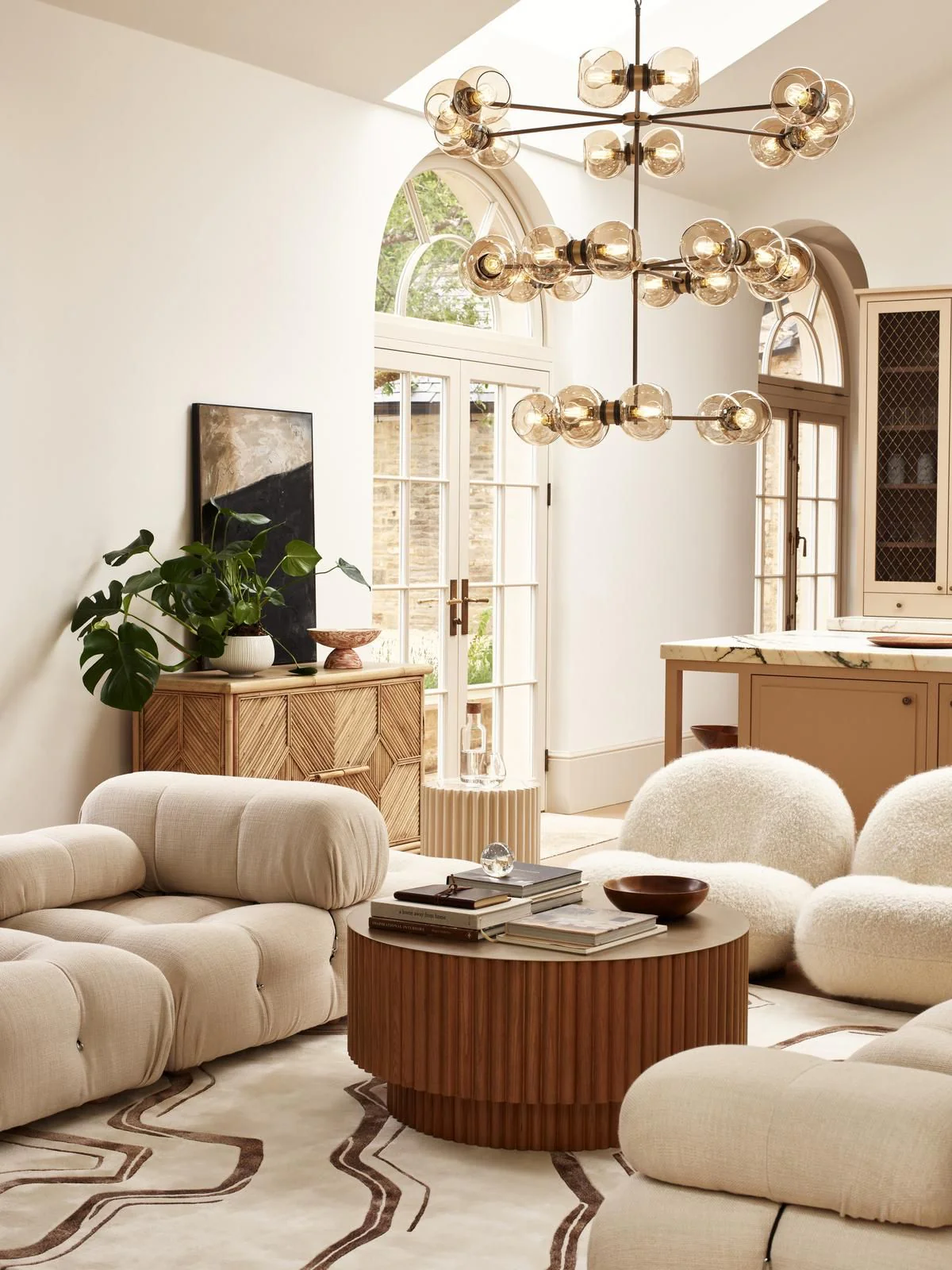 Juno 30 Lt Ceiling Light - Antique Brass and Smoked Glass - Image 4