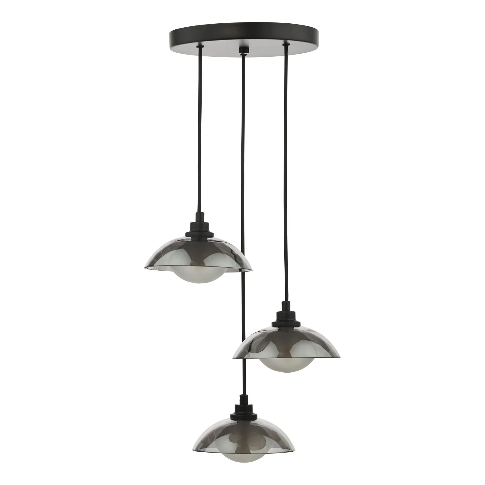 Kadience 3 Light Cluster Pendant- Satin Black and Smoked Glass - Image 2