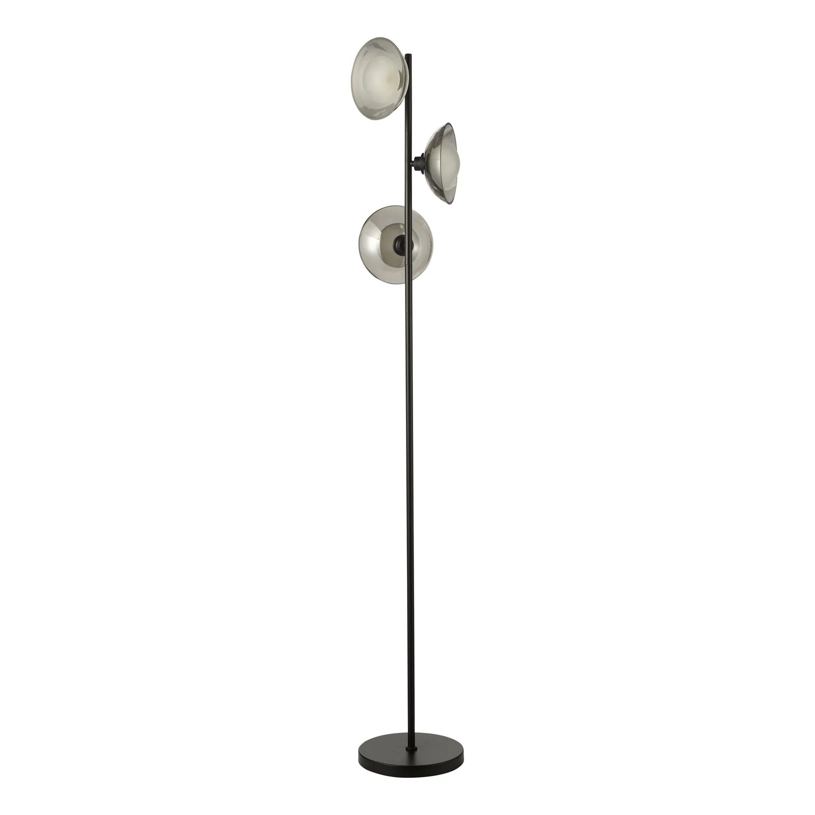 Kadience 3 Light Floor Lamp- Satin Black and Smoked Glass - Image 2