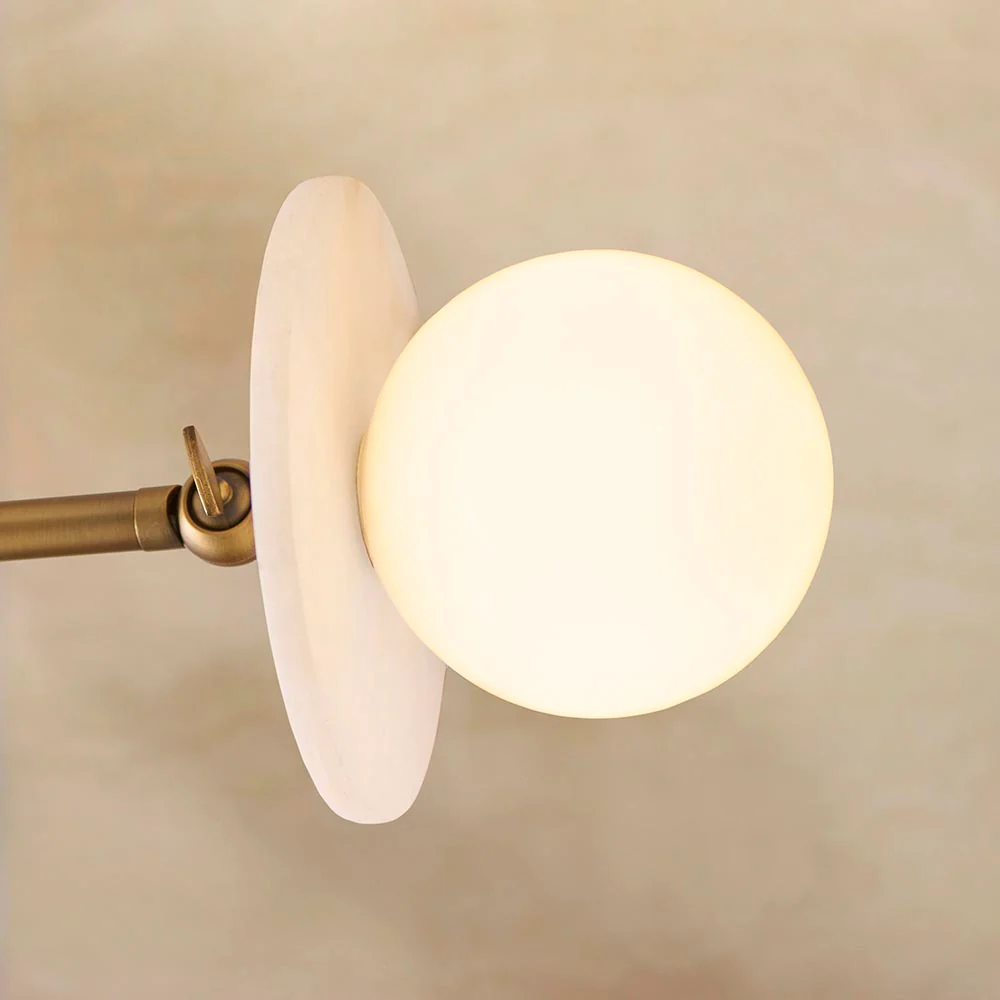 Kairo 3/5lt Semi Flush Ceiling Light - Antique Brass w Alabaster Finish - Image 4
