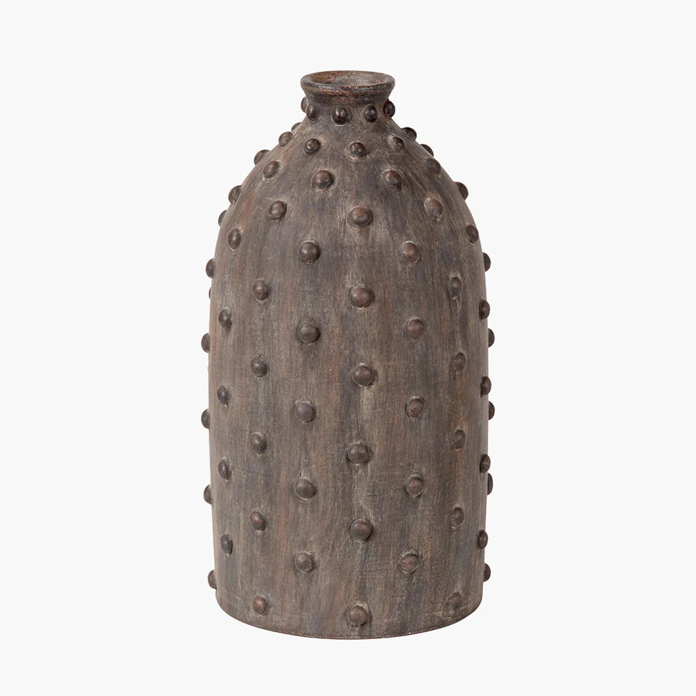 Kali Textured Dot Grey Stoneware Vase - Grey/Light Grey - Image 2