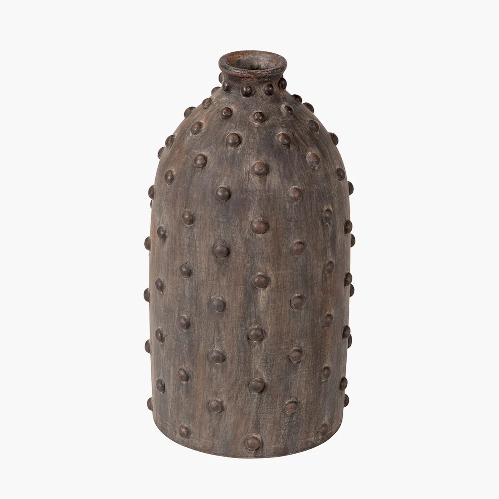 Kali Textured Dot Grey Stoneware Vase - Grey/Light Grey - Image 3