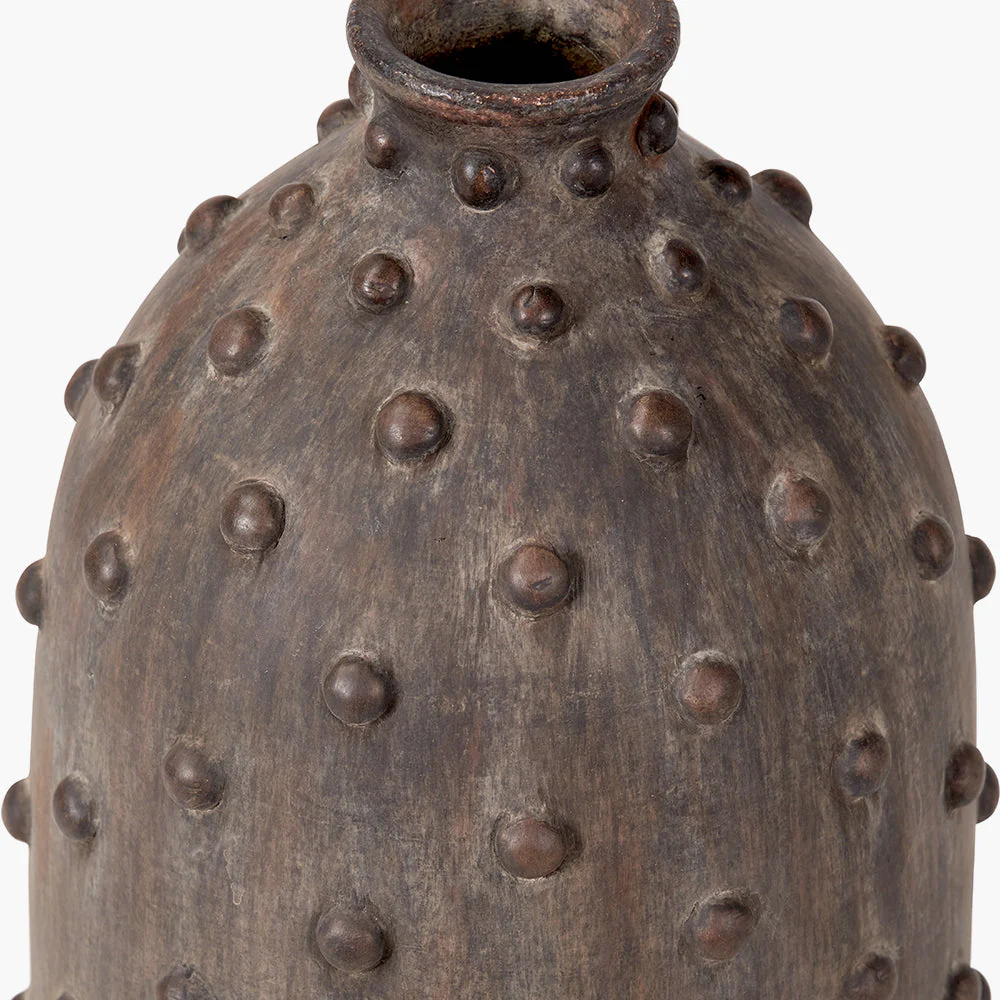 Kali Textured Dot Grey Stoneware Vase - Grey/Light Grey - Image 4