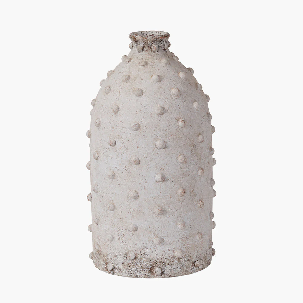 Kali Textured Dot Grey Stoneware Vase - Grey/Light Grey - Image 5