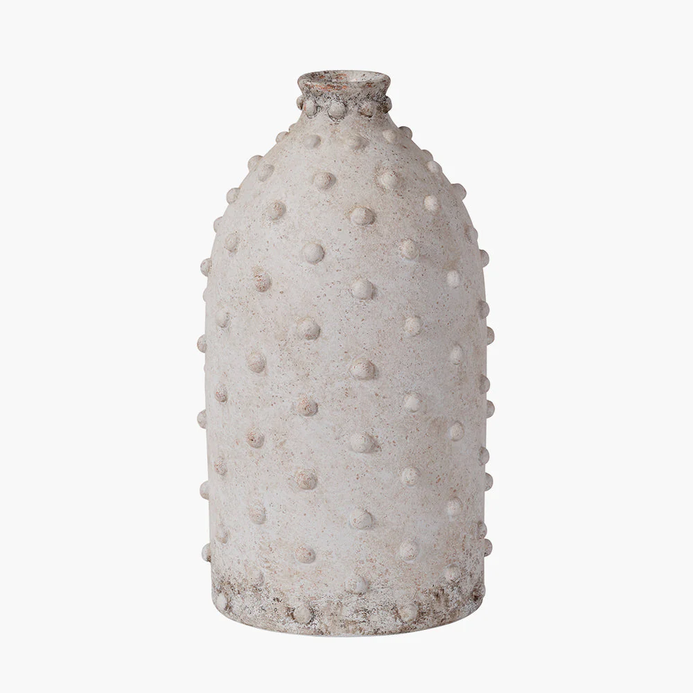 Kali Textured Dot Grey Stoneware Vase - Grey/Light Grey - Image 6
