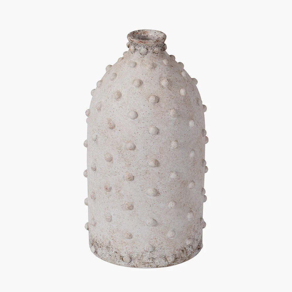 Kali Textured Dot Grey Stoneware Vase - Grey/Light Grey - Image 7