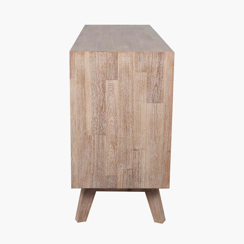 Kalmar Acacia Wood 3 Drawer 3 Door Sideboard - Sand Wash Finish - Image 3