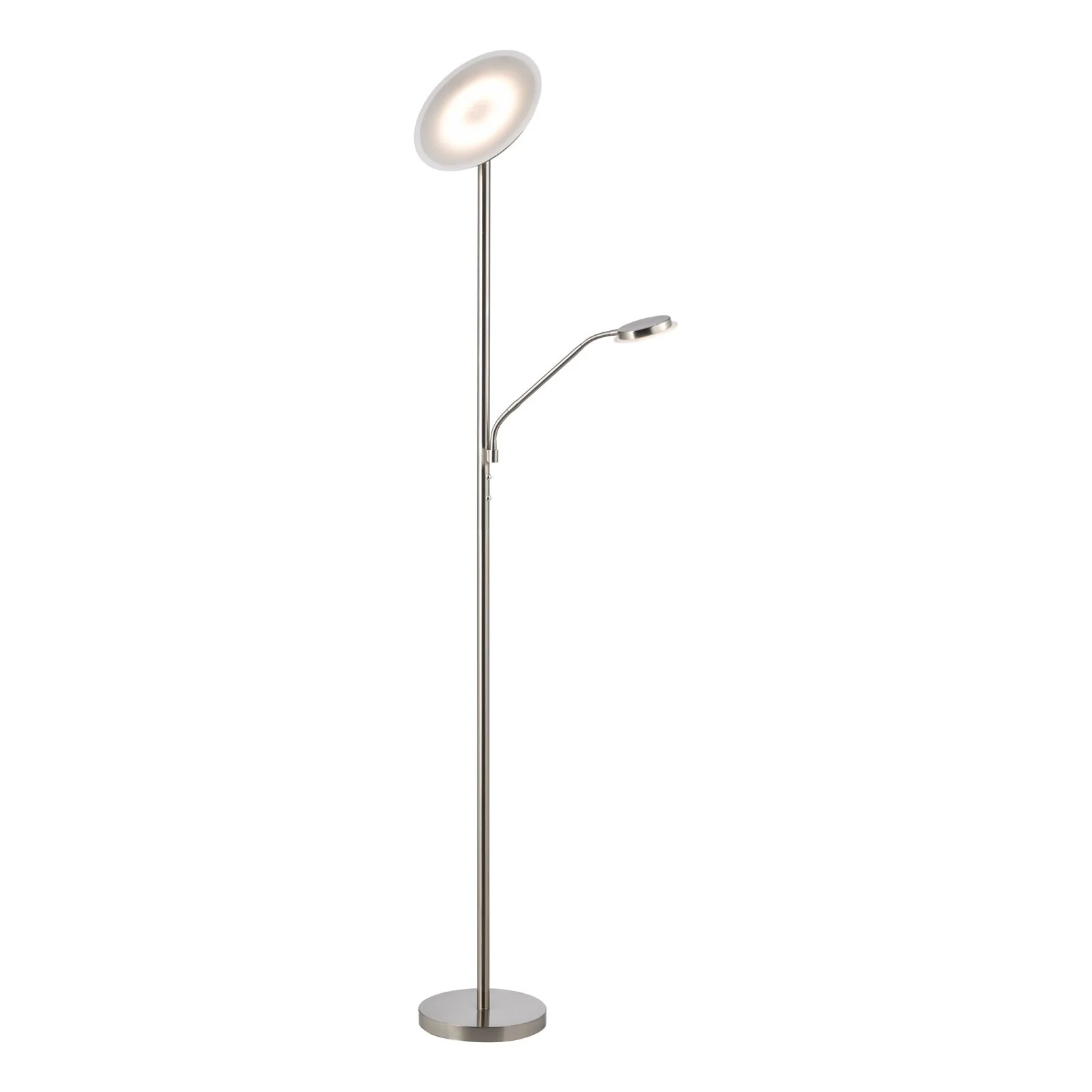 Kamika LED Mother & Child Floor Lamp- Satin Chrome/ Antique Brass - Image 2
