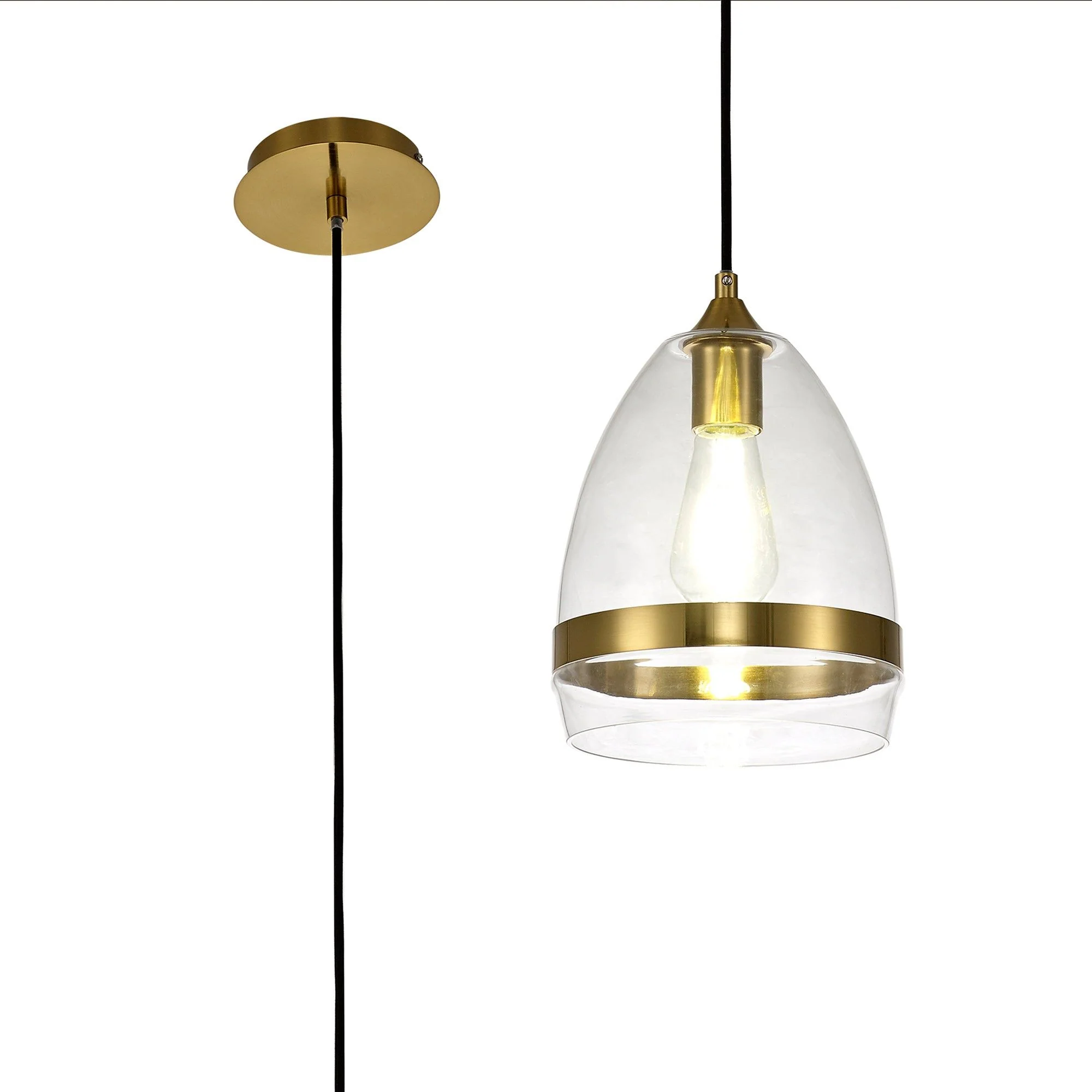 Kansas Pendant 1lt Cone/Dome, Small/Medium, Smoked Black/Anique Brass - Image 10