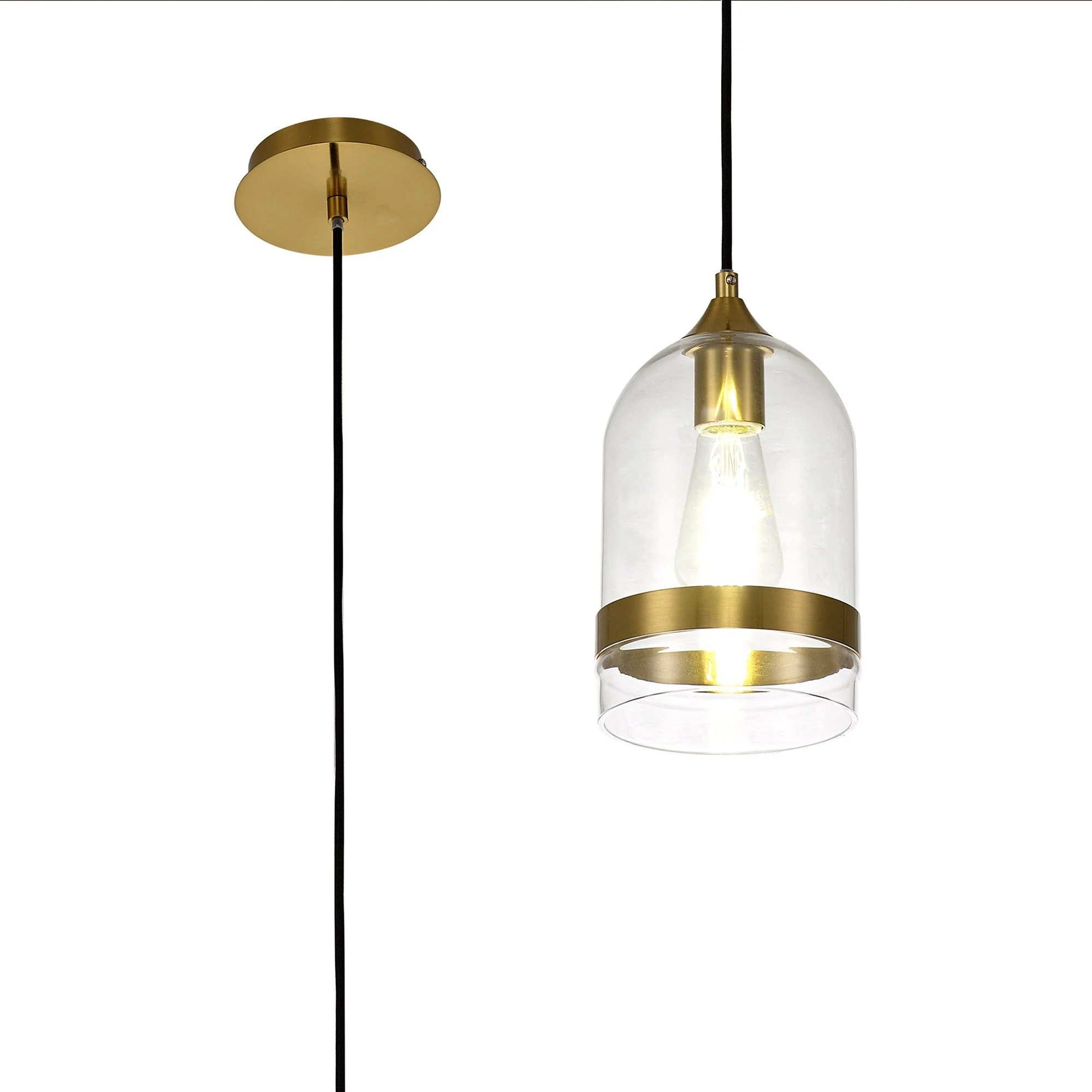 Kansas Pendant 1lt Cone/Dome, Small/Medium, Smoked Black/Anique Brass - Image 11