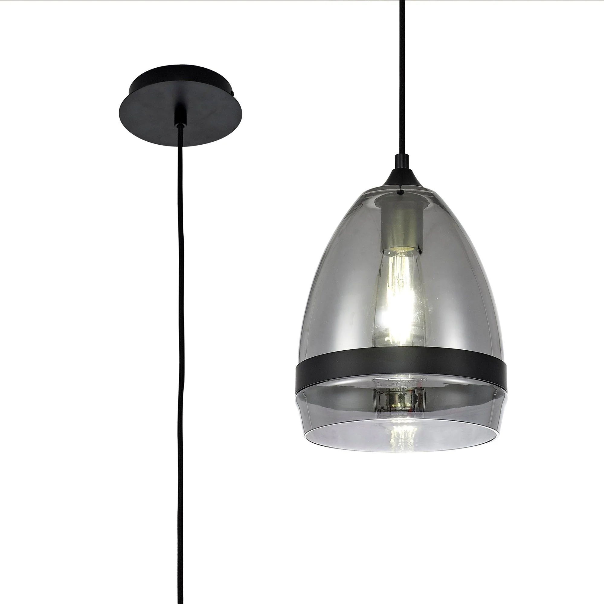 Kansas Pendant 1lt Cone/Dome, Small/Medium, Smoked Black/Anique Brass - Image 12
