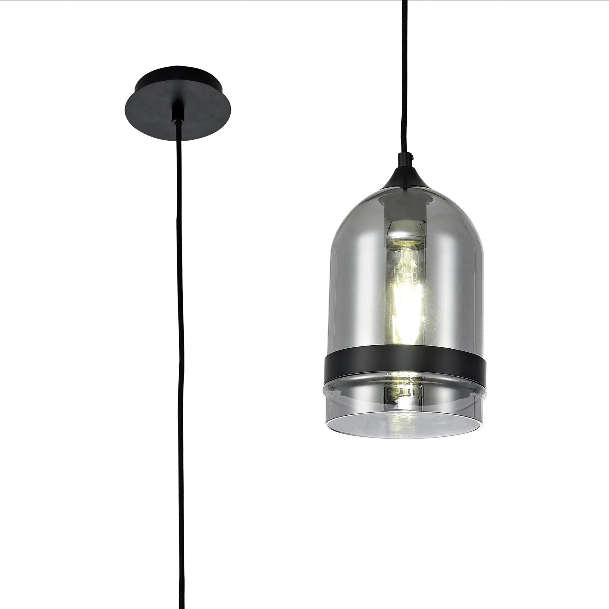 Kansas Pendant 1lt Cone/Dome, Small/Medium, Smoked Black/Anique Brass - Image 13
