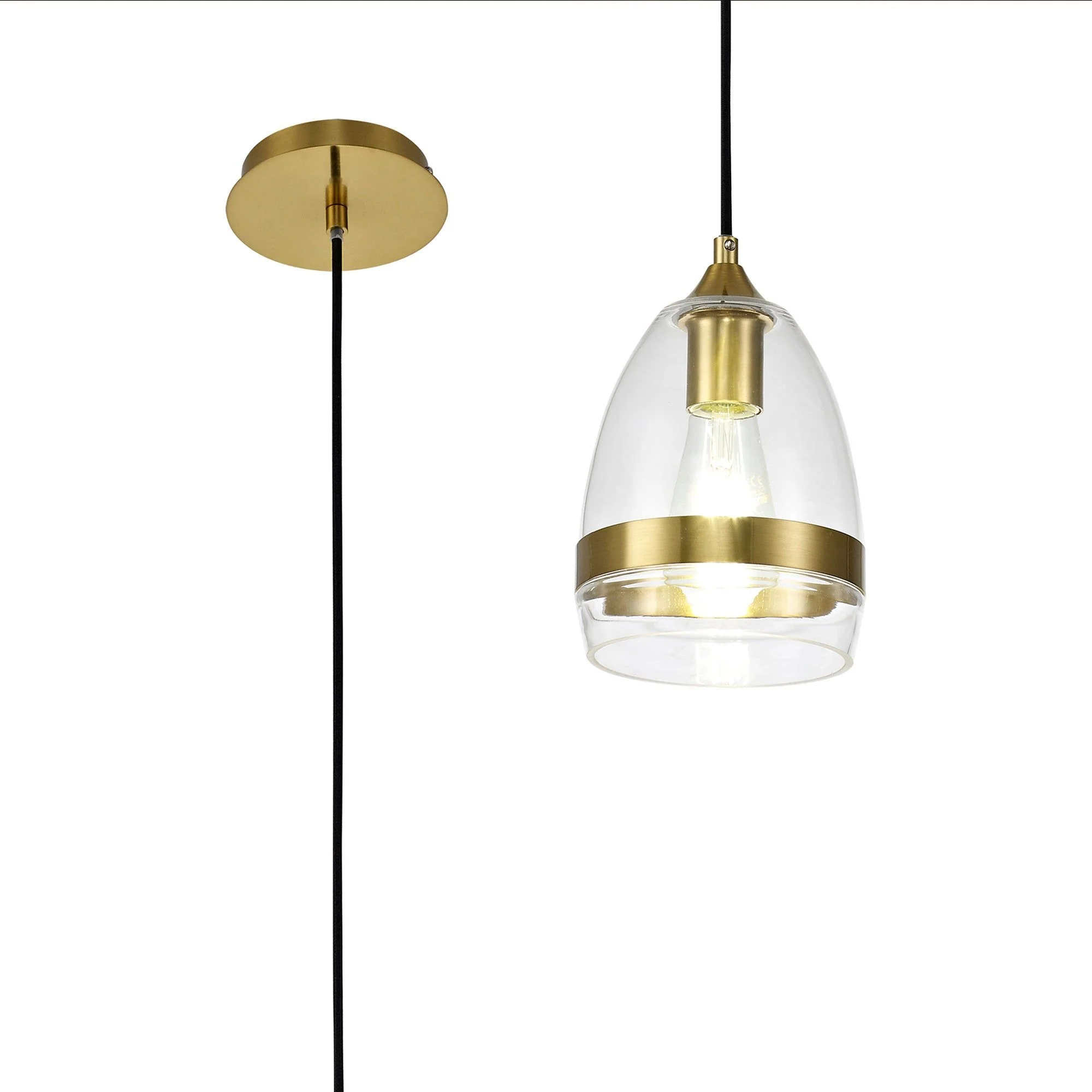 Kansas Pendant 1lt Cone/Dome, Small/Medium, Smoked Black/Anique Brass - Image 2