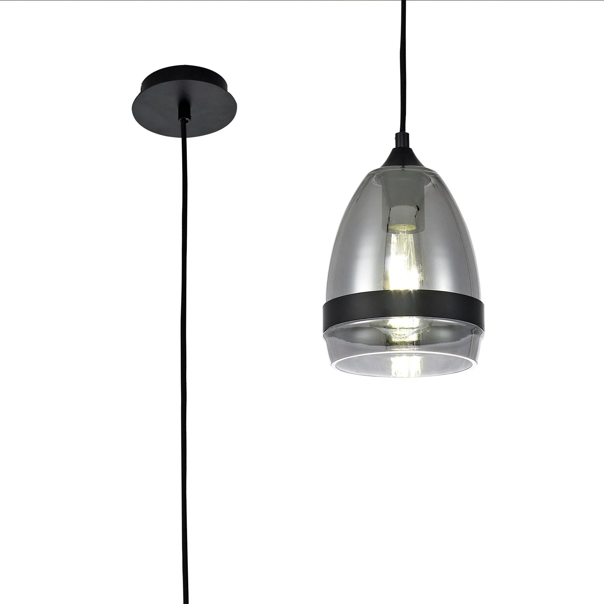 Kansas Pendant 1lt Cone/Dome, Small/Medium, Smoked Black/Anique Brass - Image 6