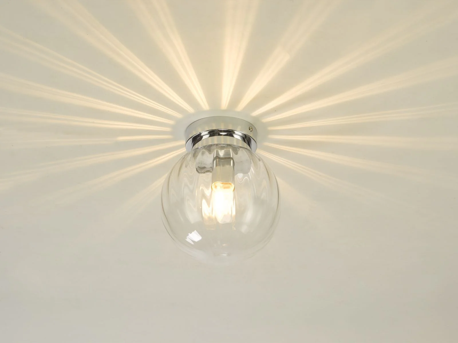 Kavi, Flush Bathroom Ceiling Light, Polished Chrome|Glass IP44 - Image 3