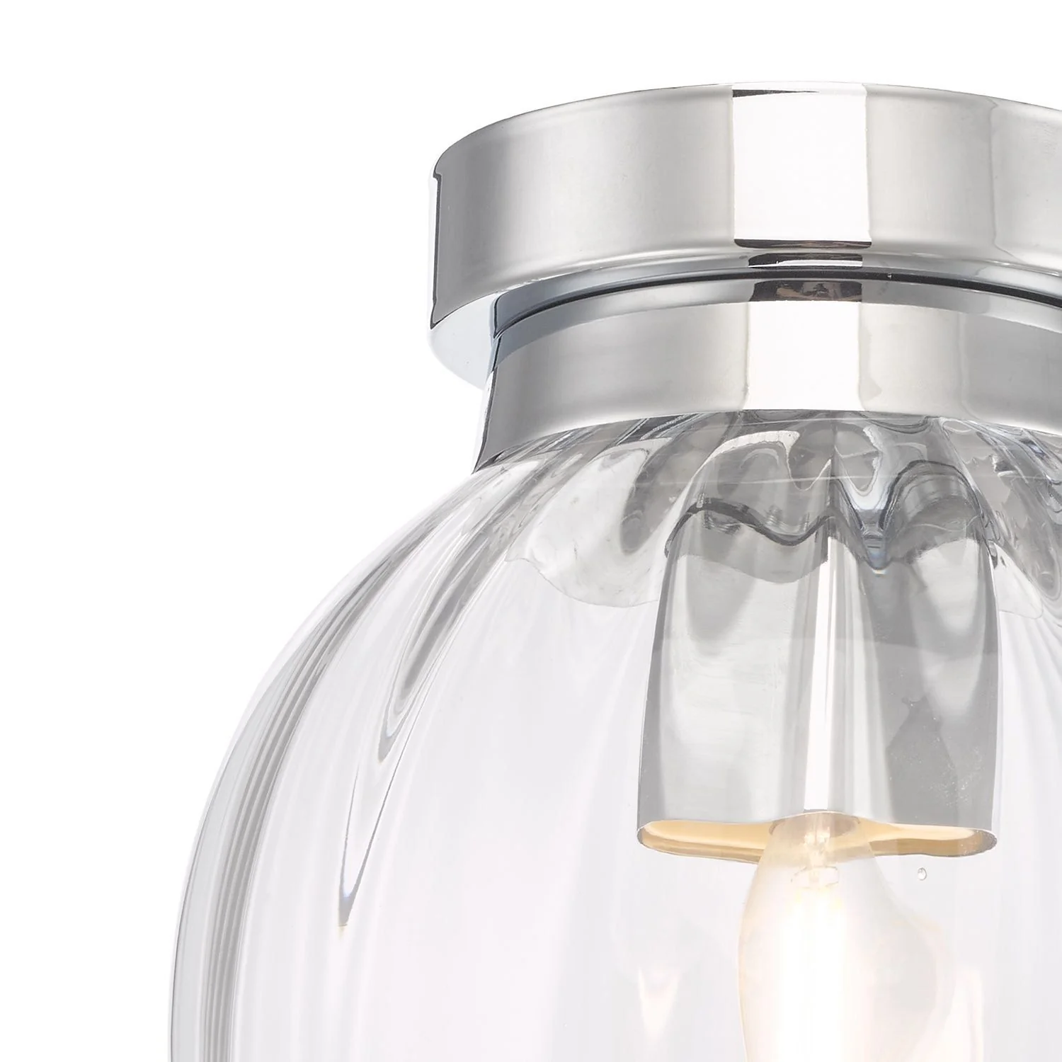 Kavi, Flush Bathroom Ceiling Light, Polished Chrome|Glass IP44 - Image 5