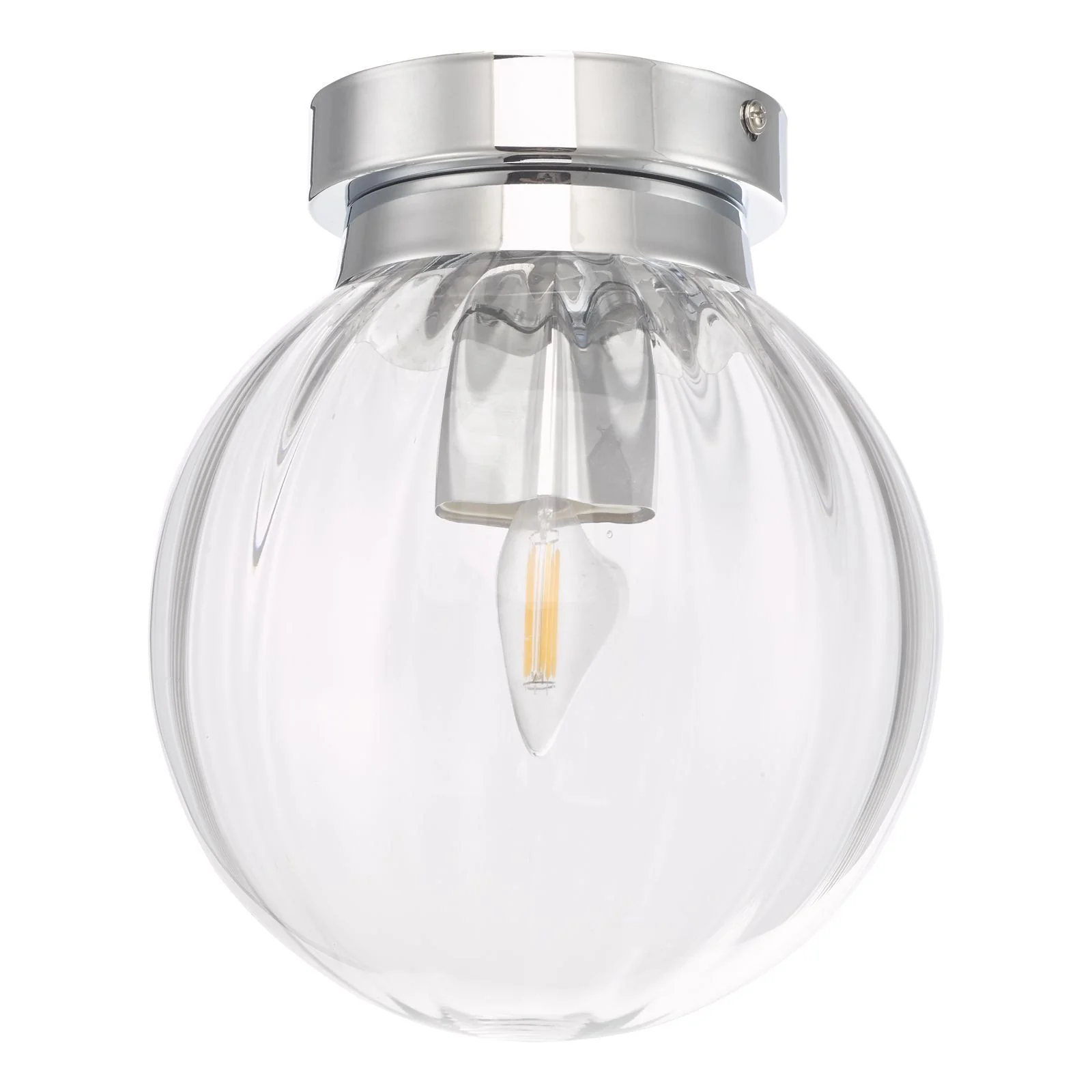 Kavi, Flush Bathroom Ceiling Light, Polished Chrome|Glass IP44 - Image 6