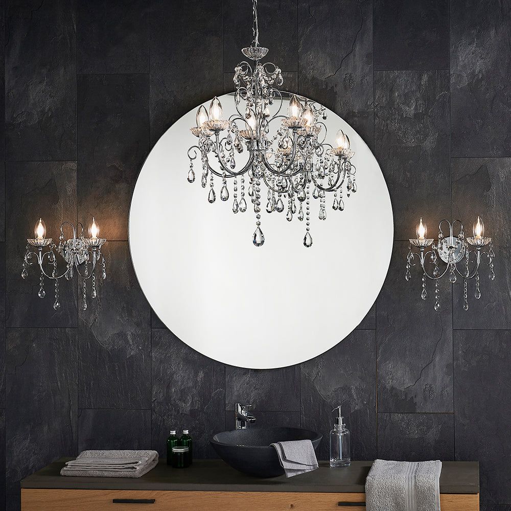 Keaton 3/5/8Lt Bathroom Semi Flush Light - Polished chrome & Clear Finish IP44 - Image 4