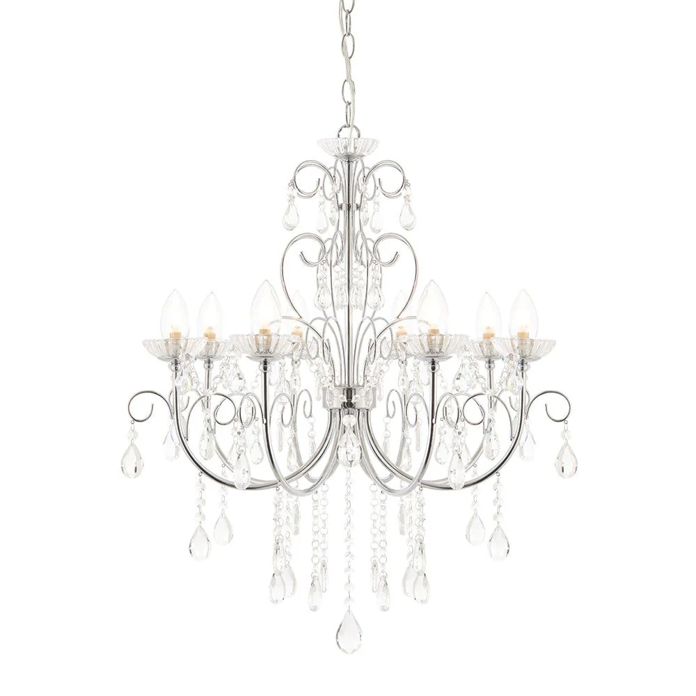 Keaton 3/5/8Lt Bathroom Semi Flush Light - Polished chrome & Clear Finish IP44 - Image 6