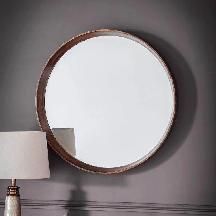 Keaton Round Mirror Walnut W735 x D80 x H735mm - Image 2