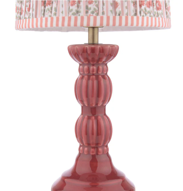 Kelbrook Table Lamp Red Ceramic and Matt Antique Brass With Shade - Image 3