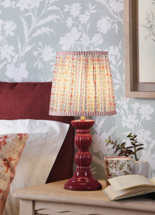 Kelbrook Table Lamp Red Ceramic and Matt Antique Brass With Shade - Image 4