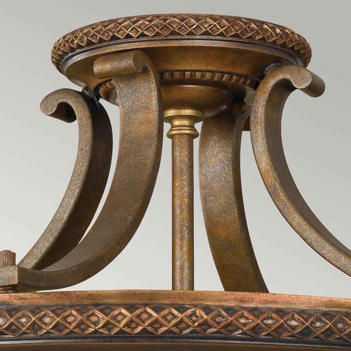 Kelham Hall 2 Light Semi-Flush Light - Firenze Gold/British Bronze - Image 2