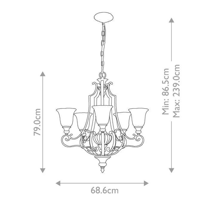 Kelham Hall 5 Light Up Light Chandelier - Firenze Gold / British Bronze - Image 2