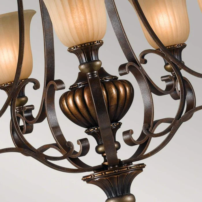 Kelham Hall 5 Light Up Light Chandelier - Firenze Gold / British Bronze - Image 5