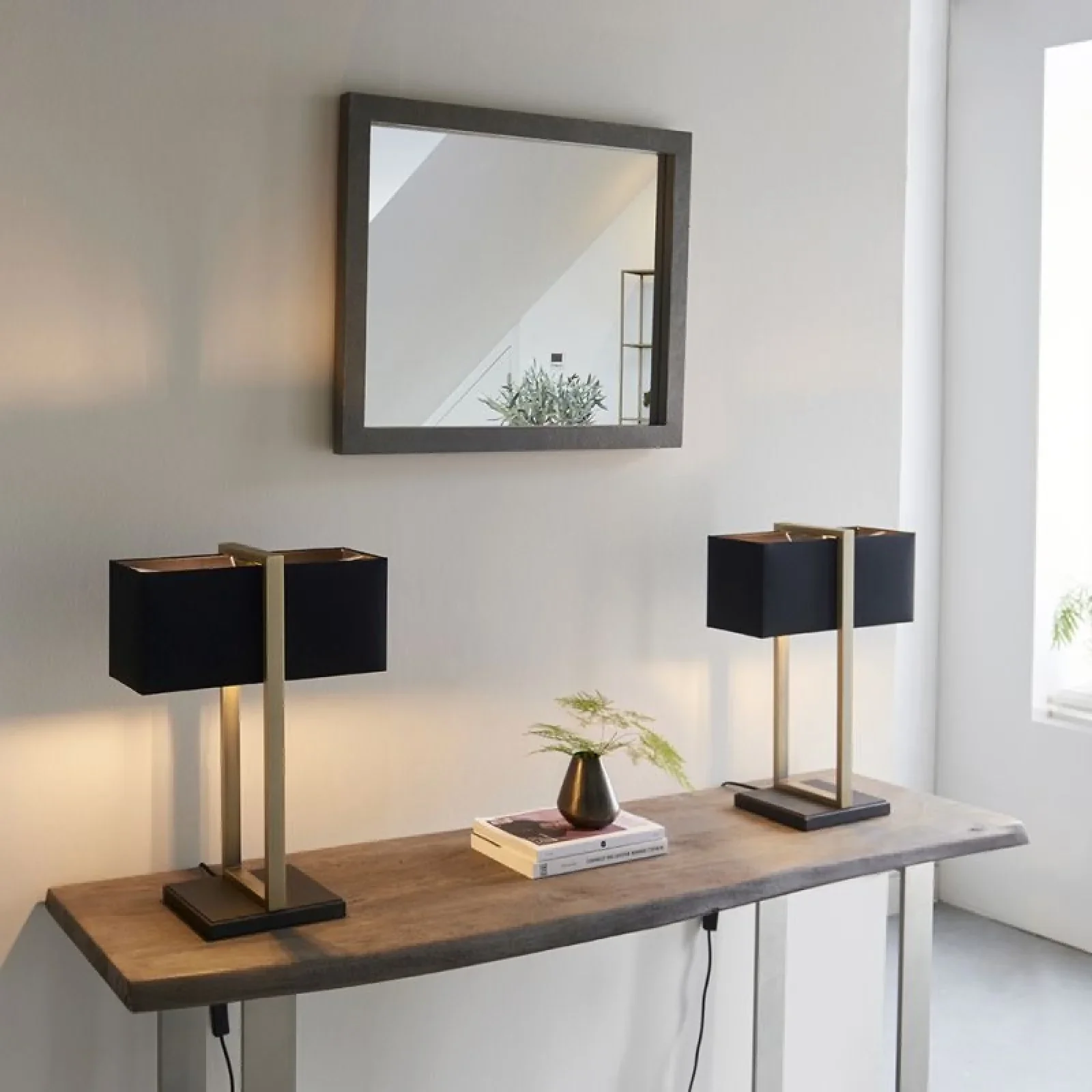Keller Table Lamp - Satin Nickel/ Antique Brass Finish - Image 3