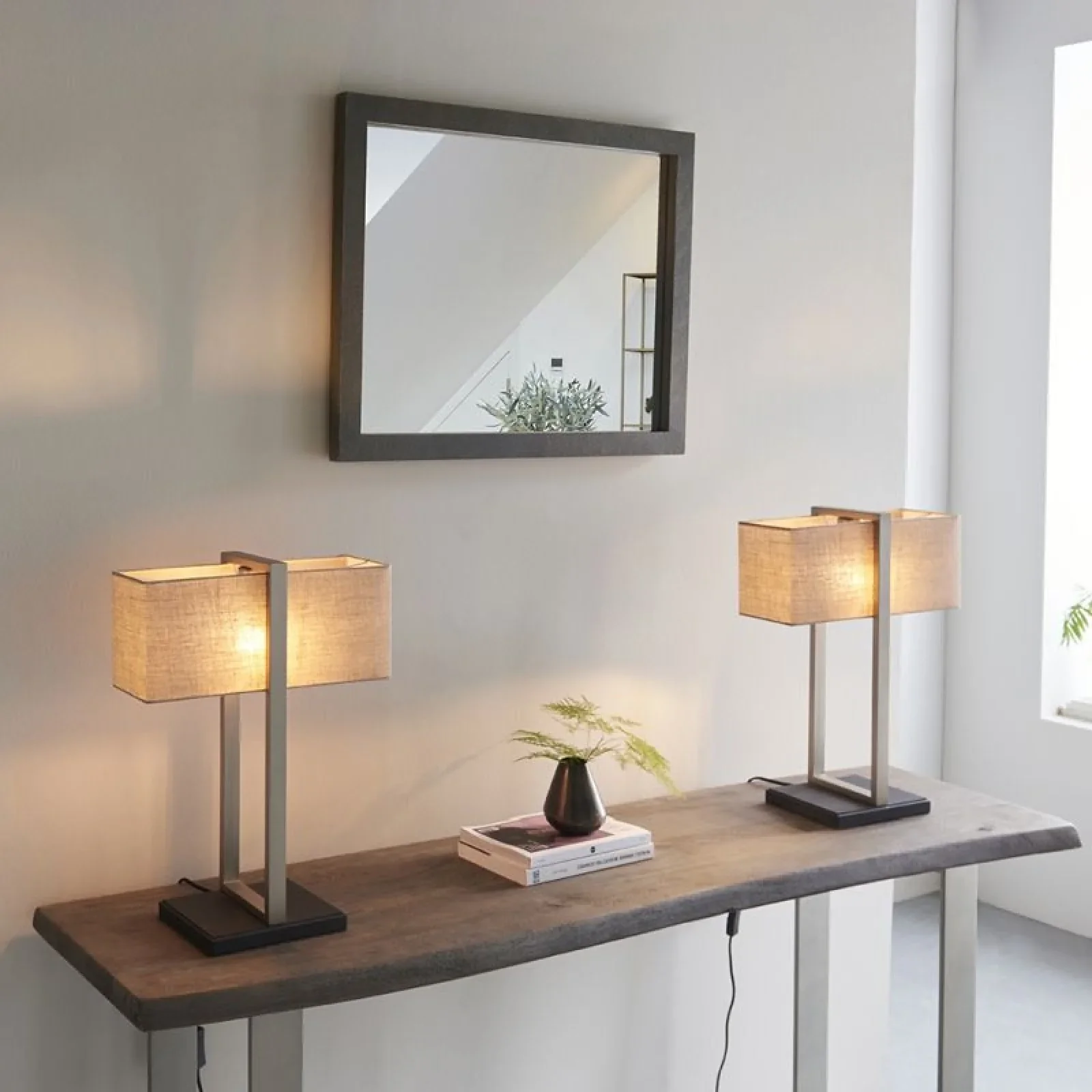 Keller Table Lamp - Satin Nickel/ Antique Brass Finish - Image 4