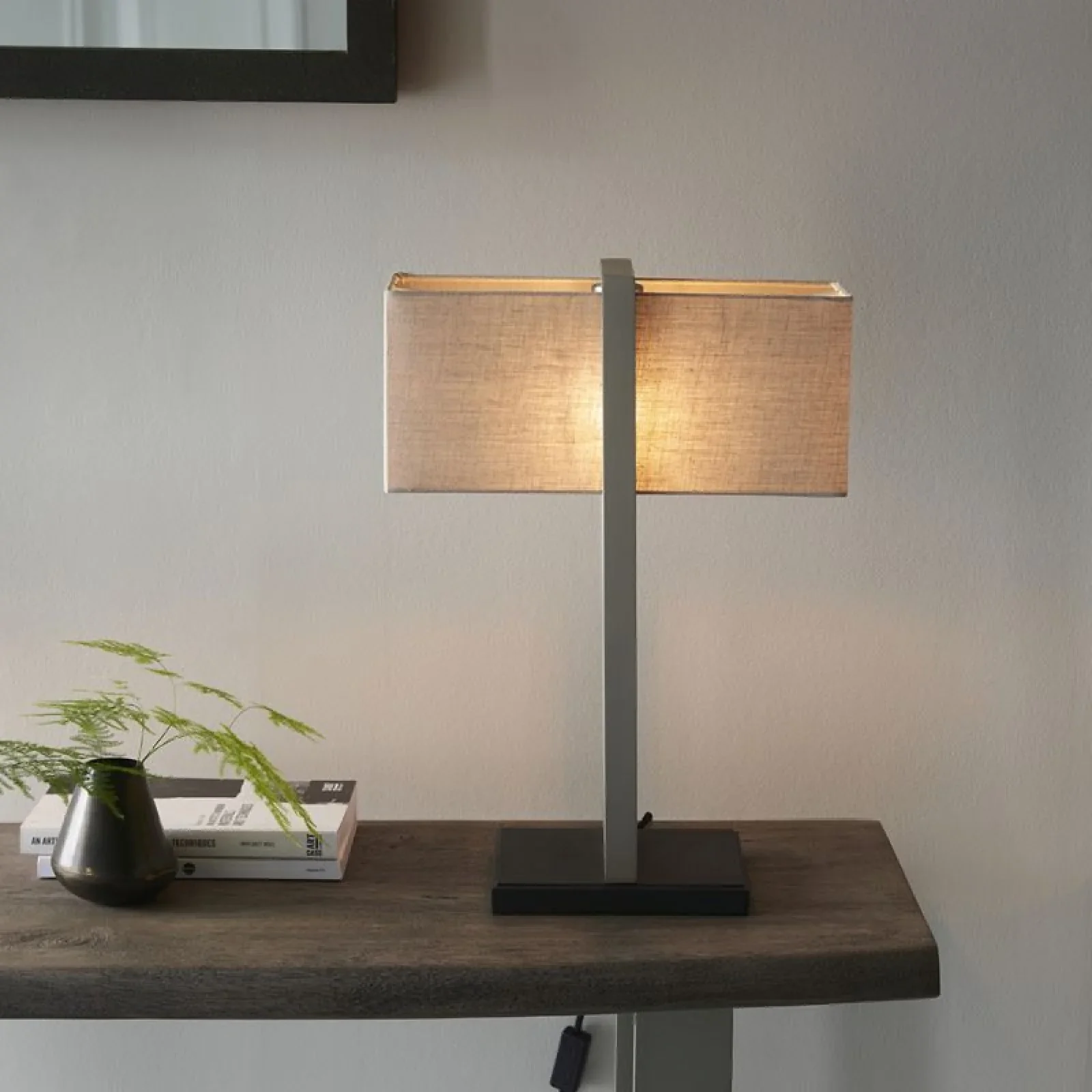 Keller Table Lamp - Satin Nickel/ Antique Brass Finish - Image 5