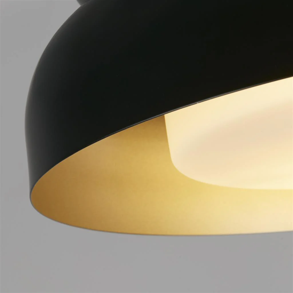 Kendal 2Lt Flush Light- Black & Gold Metal with Frosted Diffuser - Image 3