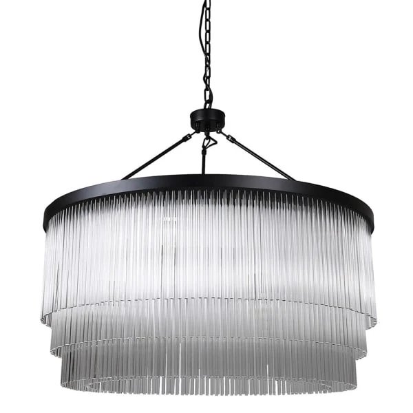 Kenmare 10Lt Round 3 Tier Glass Tube Chandelier- Promotional Offer - Image 3