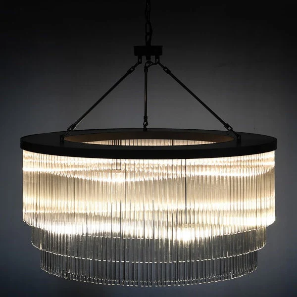 Kenmare 10Lt Round 3 Tier Glass Tube Chandelier- Promotional Offer - Image 5