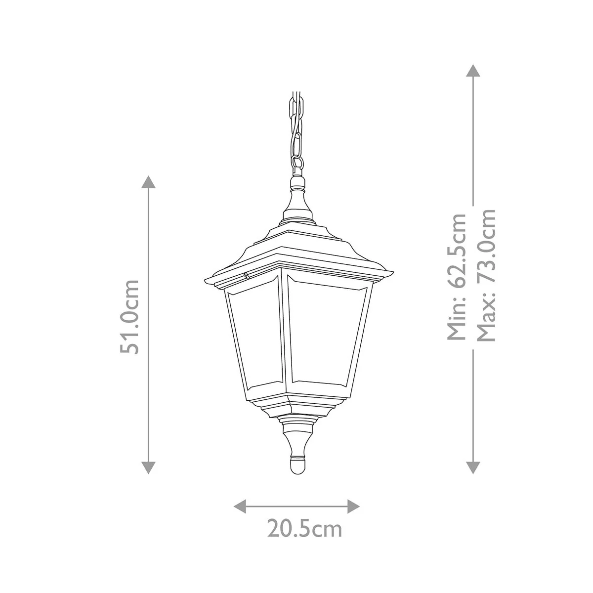 Kerry 1 Light Chain Lantern - Black IP44 E27 - Image 5