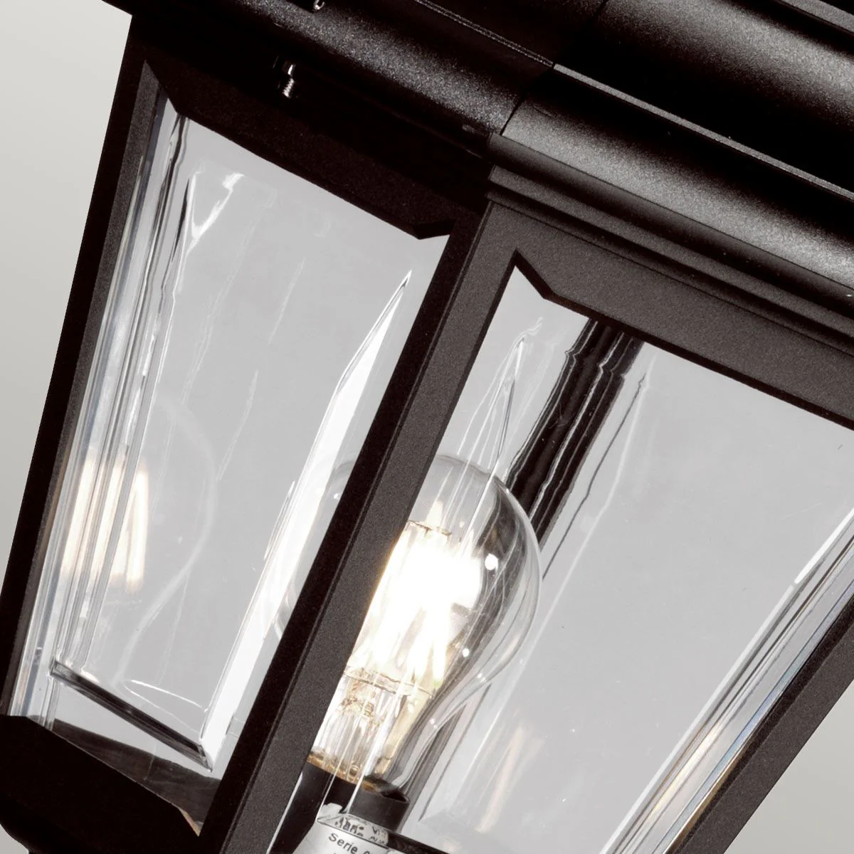Kerry 1 Light Medium/Large Pillar Lantern - Black IP44 E27 - Image 4