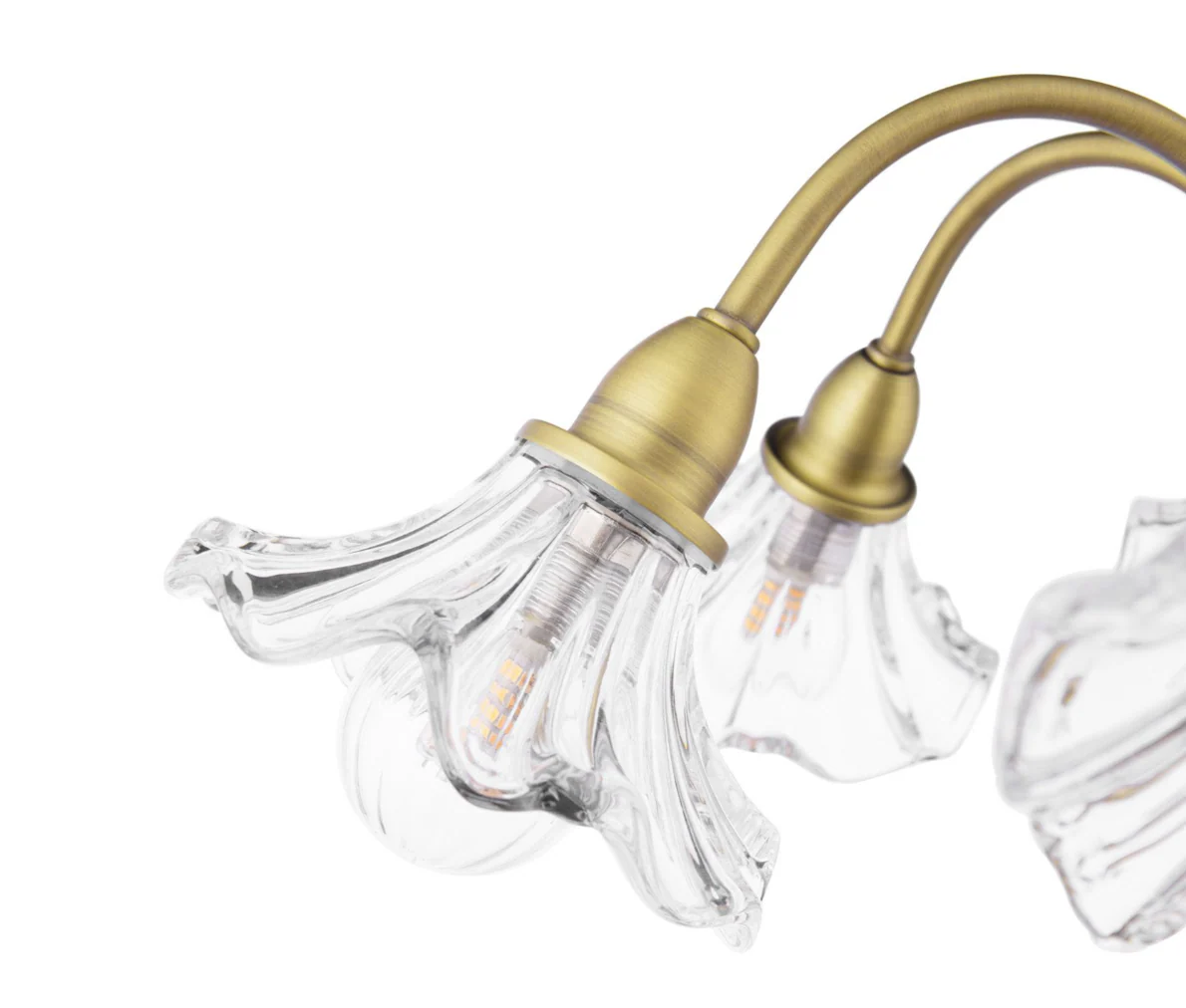 Kerswell 6Lt Semi Flush Ceiling Light - Matt Antique Brass and Glass - Image 6