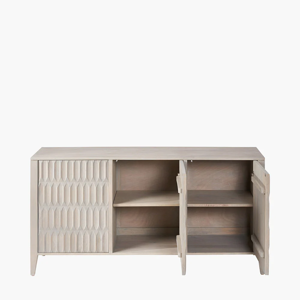 Khao Light Grey Mango Wood 3 Door Sideboard - Image 3