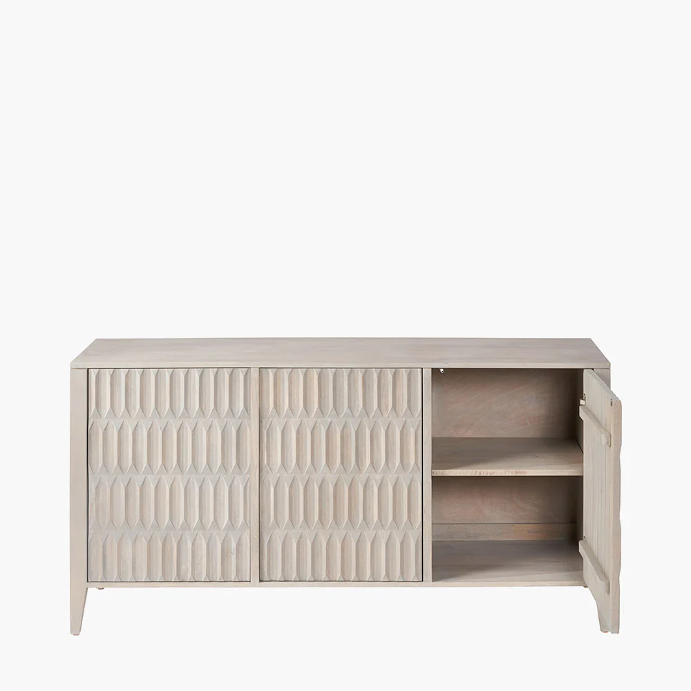 Khao Light Grey Mango Wood 3 Door Sideboard - Image 4