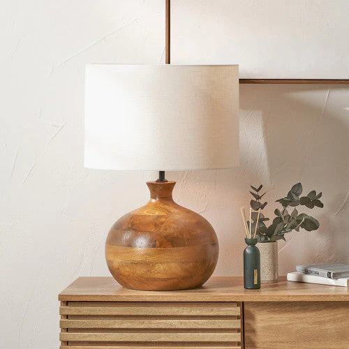 Kiah Table Lamp Base Mango Wood- Brown/ Natural Finish - Image 7