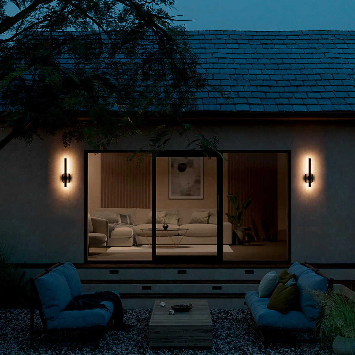 Kichler Nocar LED Exterior Wall Light - Textured Black IP44 Integrated LED - Image 2