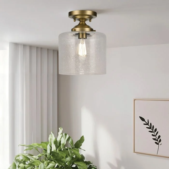 Kichler Winslow 1lt Semi-Flush Ceiling Light - Natural Brass - Image 4