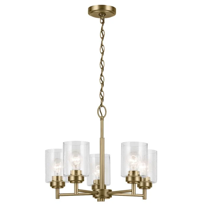 Kichler Winslow 3/5/6 lt Chandelier - Natural Brass - Image 3