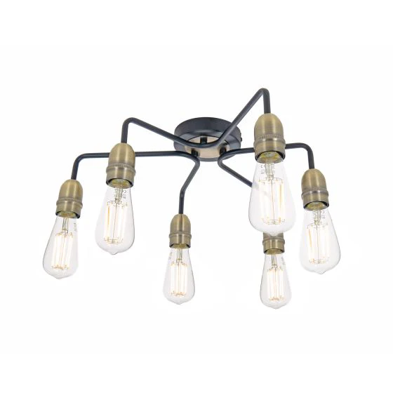 Kiefer 3/6Lt Light Semi-Flush, Black & Antique Brass/Satin Chrome - Image 3