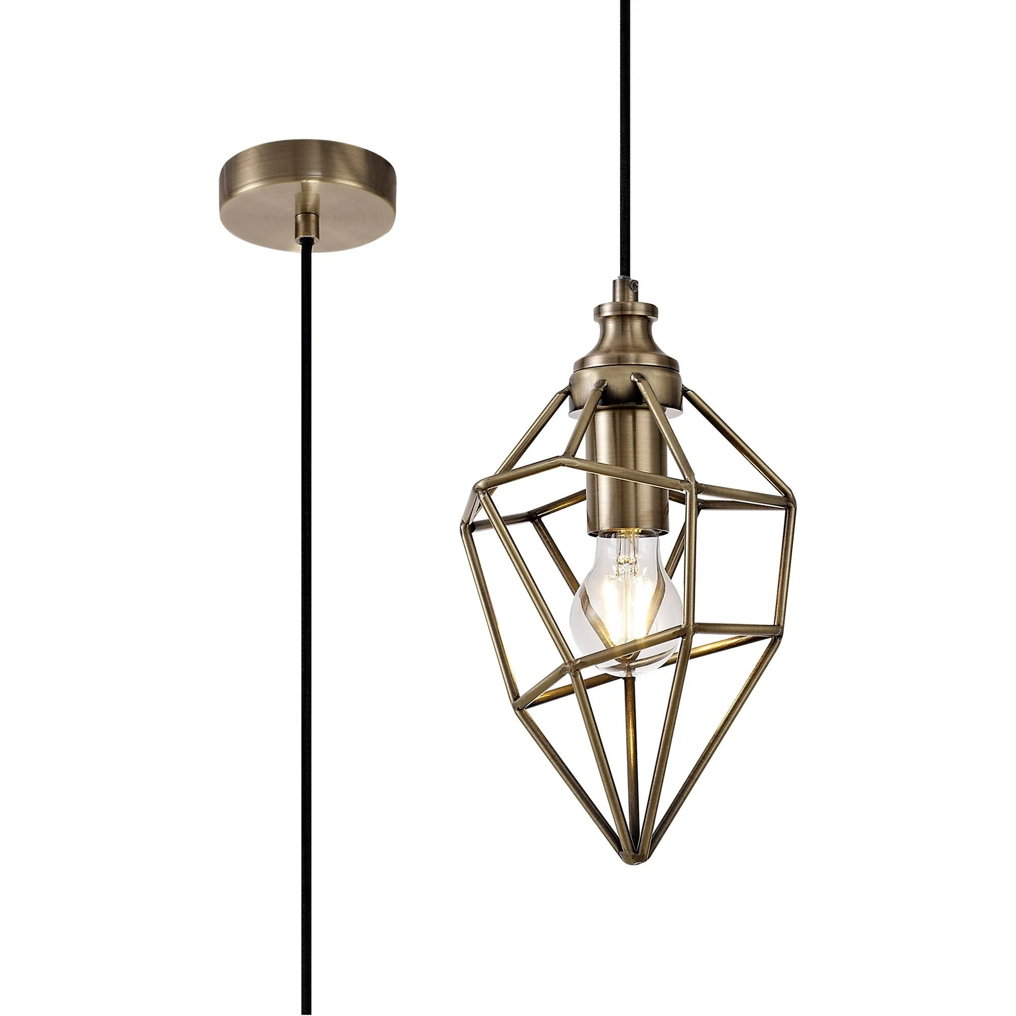 Kieker Large/Medium/small Pendant, 1 x E27, Antique Brass/Painted Gold & Sand Black/Black Nickel - Image 3