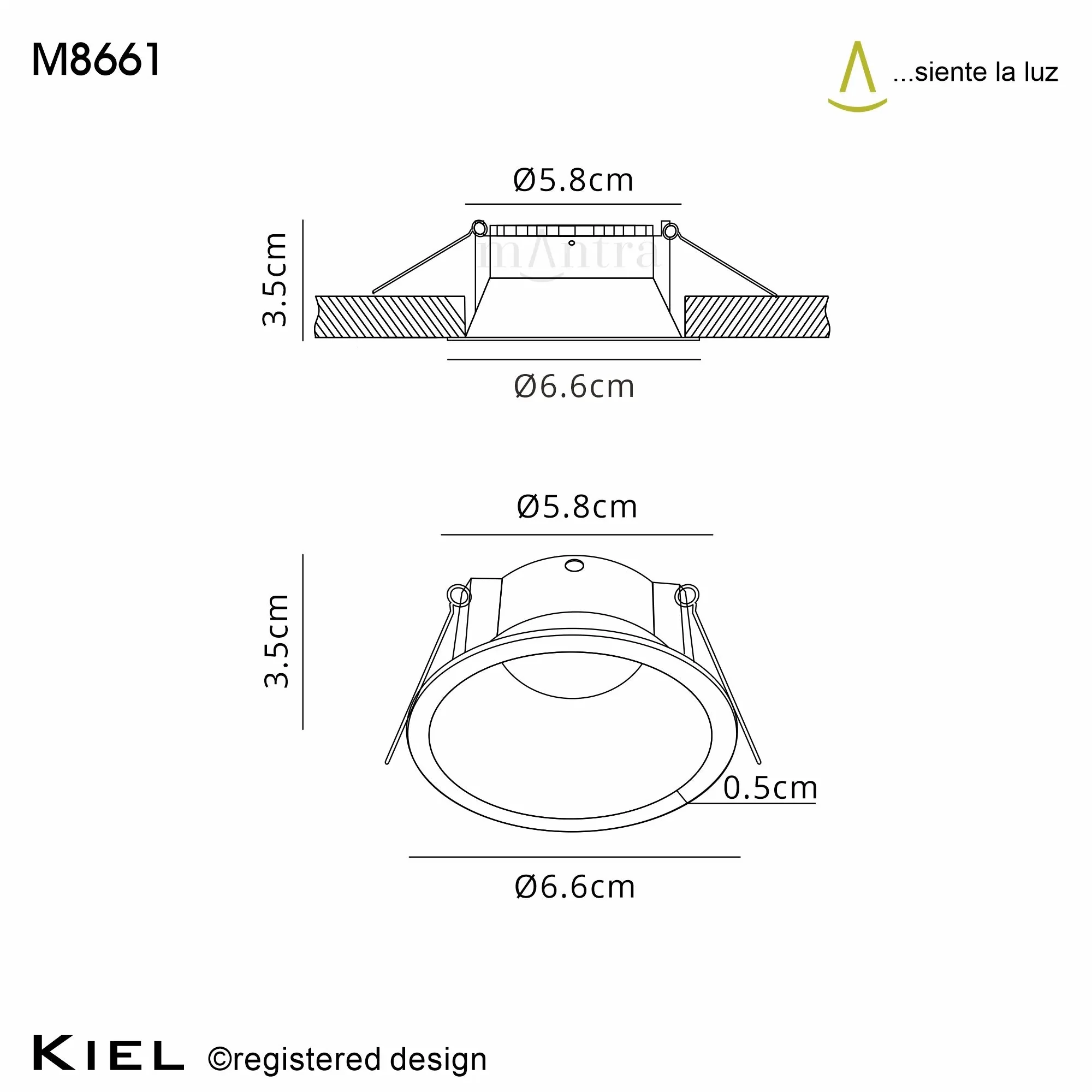 Kiel Recessed Spotlight IP54 - White/Black - Image 3