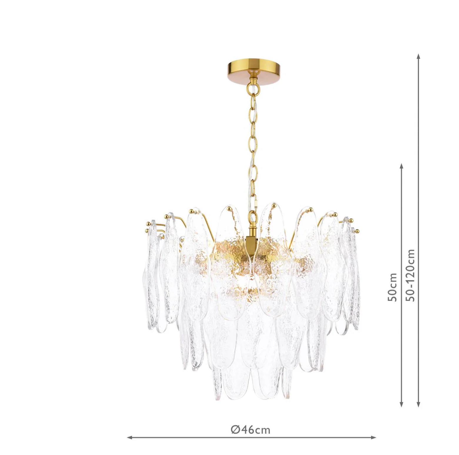 Kimmia 6 Light Pendant- Natural Brass and Textured Glass - Image 2