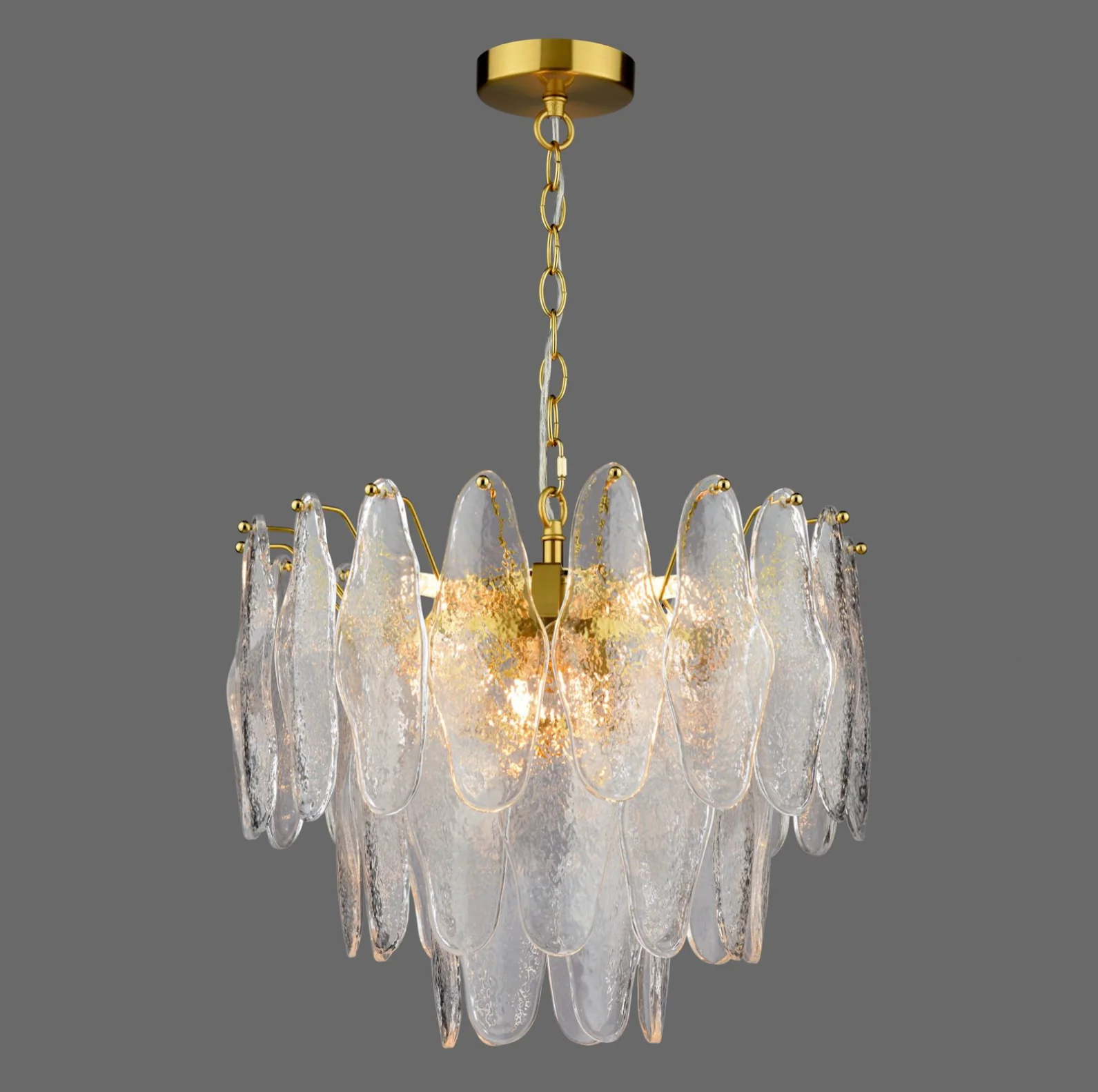 Kimmia 6 Light Pendant- Natural Brass and Textured Glass - Image 4